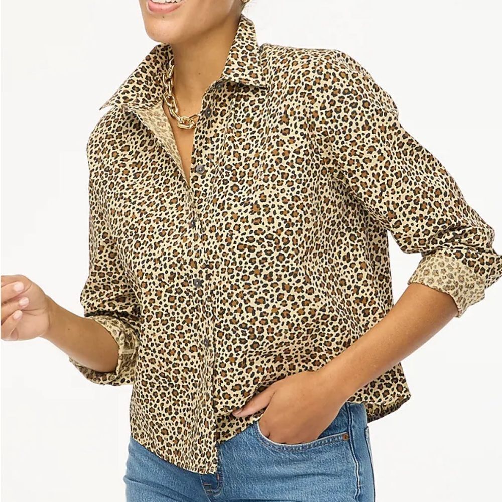 J. Crew Leopard Print Button Down Shirt